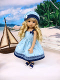 Love Anchor - dress, hat & sandals for Little Darling Doll or 33cm BJD