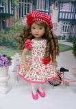 Lovely Floral - dress, beret, tights & shoes for Little Darling Doll or other 33cm BJD