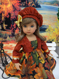 Maple Leaves - dress, jacket, beret, tights & shoes for Little Darling Doll or 33cm BJD