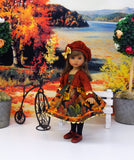 Maple Leaves - dress, jacket, beret, tights & shoes for Little Darling Doll or 33cm BJD