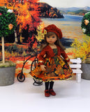 Maple Leaves - dress, jacket, beret, tights & shoes for Little Darling Doll or 33cm BJD