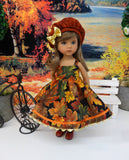 Maple Leaves - dress, jacket, beret, tights & shoes for Little Darling Doll or 33cm BJD