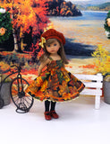 Maple Leaves - dress, jacket, beret, tights & shoes for Little Darling Doll or 33cm BJD