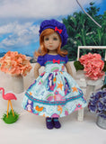 Mermaid Lagoon - dress, hat, tights & shoes for Little Darling Doll or 33cm BJD