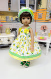 Meyer Lemons - dress, hat & sandals for Little Darling Doll or 33cm BJD