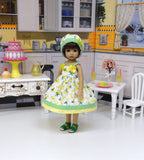 Meyer Lemons - dress, hat & sandals for Little Darling Doll or 33cm BJD