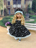 Midnight Garden - dress, hat, tights & shoes for Little Darling Doll or other 33cm BJD