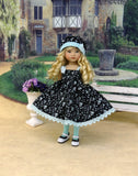 Midnight Garden - dress, hat, tights & shoes for Little Darling Doll or other 33cm BJD