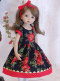 Midnight Poinsettia - dress, tights & shoes for Little Darling Doll or 33cm BJD