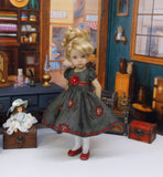 Midwinter Blooms - dress, tights & shoes for Little Darling Doll or other 33cm BJD