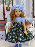 Miniature Morning Glory - dress, hat, tights & shoes for Little Darling Doll