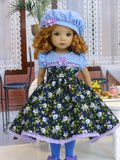 Miniature Morning Glory - dress, hat, tights & shoes for Little Darling Doll