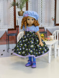 Miniature Morning Glory - dress, hat, tights & shoes for Little Darling Doll