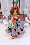 Minnie - dress, hat, tights & shoes for Little Darling Doll or other 33cm BJD