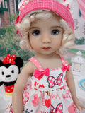 Minnie Bow - dress, hat, socks & shoes for Little Darling Doll or 33cm BJD