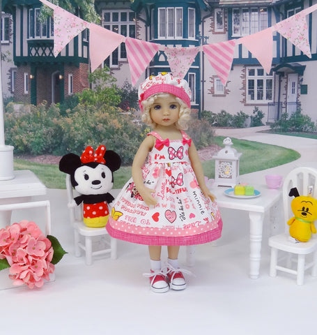 Minnie Bow - dress, hat, socks & shoes for Little Darling Doll or 33cm BJD