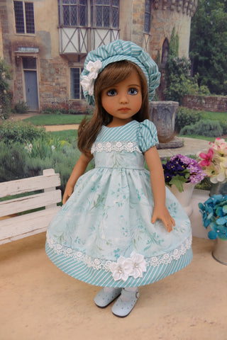 Misty Meadow - dress, hat, tights & shoes for Little Darling Doll or 33cm BJD
