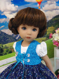 Moselle Valley Beauty - dirndl ensemble with tights & boots for Little Darling Doll or 33cm BJD