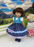 Moselle Valley Beauty - dirndl ensemble with tights & boots for Little Darling Doll or 33cm BJD