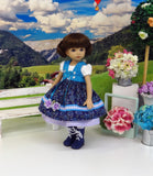 Moselle Valley Beauty - dirndl ensemble with tights & boots for Little Darling Doll or 33cm BJD