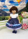 Moselle Valley Beauty - dirndl ensemble with tights & boots for Little Darling Doll or 33cm BJD