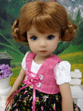 Mountain Morning Glory - dirndl ensemble with tights & boots for Little Darling Doll or 33cm BJD