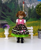 Mountain Morning Glory - dirndl ensemble with tights & boots for Little Darling Doll or 33cm BJD