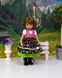 Mountain Morning Glory - dirndl ensemble with tights & boots for Little Darling Doll or 33cm BJD