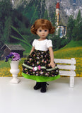 Mountain Morning Glory - dirndl ensemble with tights & boots for Little Darling Doll or 33cm BJD