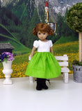 Mountain Morning Glory - dirndl ensemble with tights & boots for Little Darling Doll or 33cm BJD