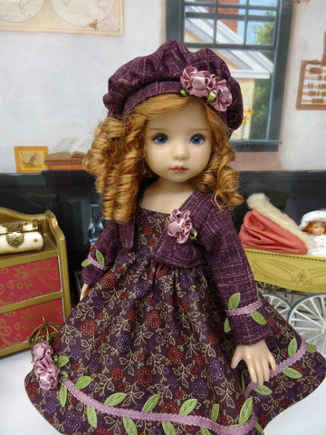Mulberry Bush - dress, jacket, beret, tights & shoes for Little Darling Doll or 33cm BJD