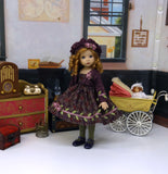 Mulberry Bush - dress, jacket, beret, tights & shoes for Little Darling Doll or 33cm BJD