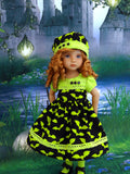 Neon Bats - dress, hat, tights & shoes for Little Darling Doll or 33cm BJD