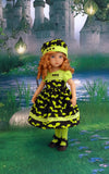 Neon Bats - dress, hat, tights & shoes for Little Darling Doll or 33cm BJD