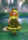 Neon Bats - dress, hat, tights & shoes for Little Darling Doll or 33cm BJD