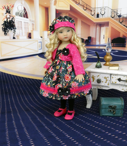 Night Out - dress, jacket, hat, tights & shoes for 13" Little Darling Doll or 33cm BJD
