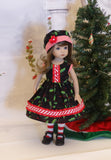 North Pole Holly - dress, hat, tights & shoes for Little Darling Doll or 33cm BJD