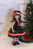 North Pole Holly - dress, hat, tights & shoes for Little Darling Doll or 33cm BJD