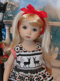 Nordic Reindeer - dress, tights & shoes for Little Darling Doll or 33cm BJD