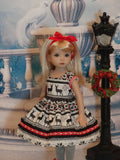 Nordic Reindeer - dress, tights & shoes for Little Darling Doll or 33cm BJD