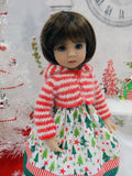 North Pole Forest - dress, sweater, tights & shoes for Little Darling Doll or 33cm BJD