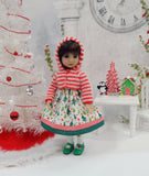 North Pole Forest - dress, sweater, tights & shoes for Little Darling Doll or 33cm BJD