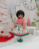 North Pole Forest - dress, sweater, tights & shoes for Little Darling Doll or 33cm BJD