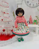North Pole Forest - dress, sweater, tights & shoes for Little Darling Doll or 33cm BJD