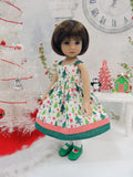 North Pole Forest - dress, sweater, tights & shoes for Little Darling Doll or 33cm BJD