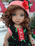 North Pole Holly - dress, hat, tights & shoes for Little Darling Doll or 33cm BJD