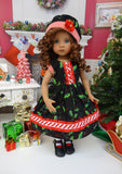 North Pole Holly - dress, hat, tights & shoes for Little Darling Doll or 33cm BJD