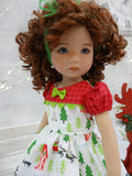 North Pole Village - dress, tights & shoes for Little Darling Doll or 33cm BJD