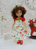 North Pole Village - dress, tights & shoes for Little Darling Doll or 33cm BJD