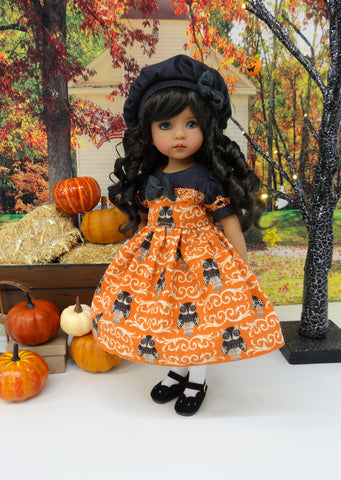 October Owl - dress, beret, tights & shoes for Little Darling Doll or other 33cm BJD